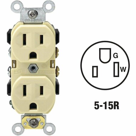LEVITON 15A Ivory Shallow Commercial Grade 5-15R Duplex Outlet S01-0BR15-0IS
